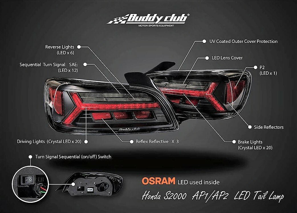 BUDDYCLUB PARTS TAIL LIGHTS TO SUIT HONDA S2000 AP1