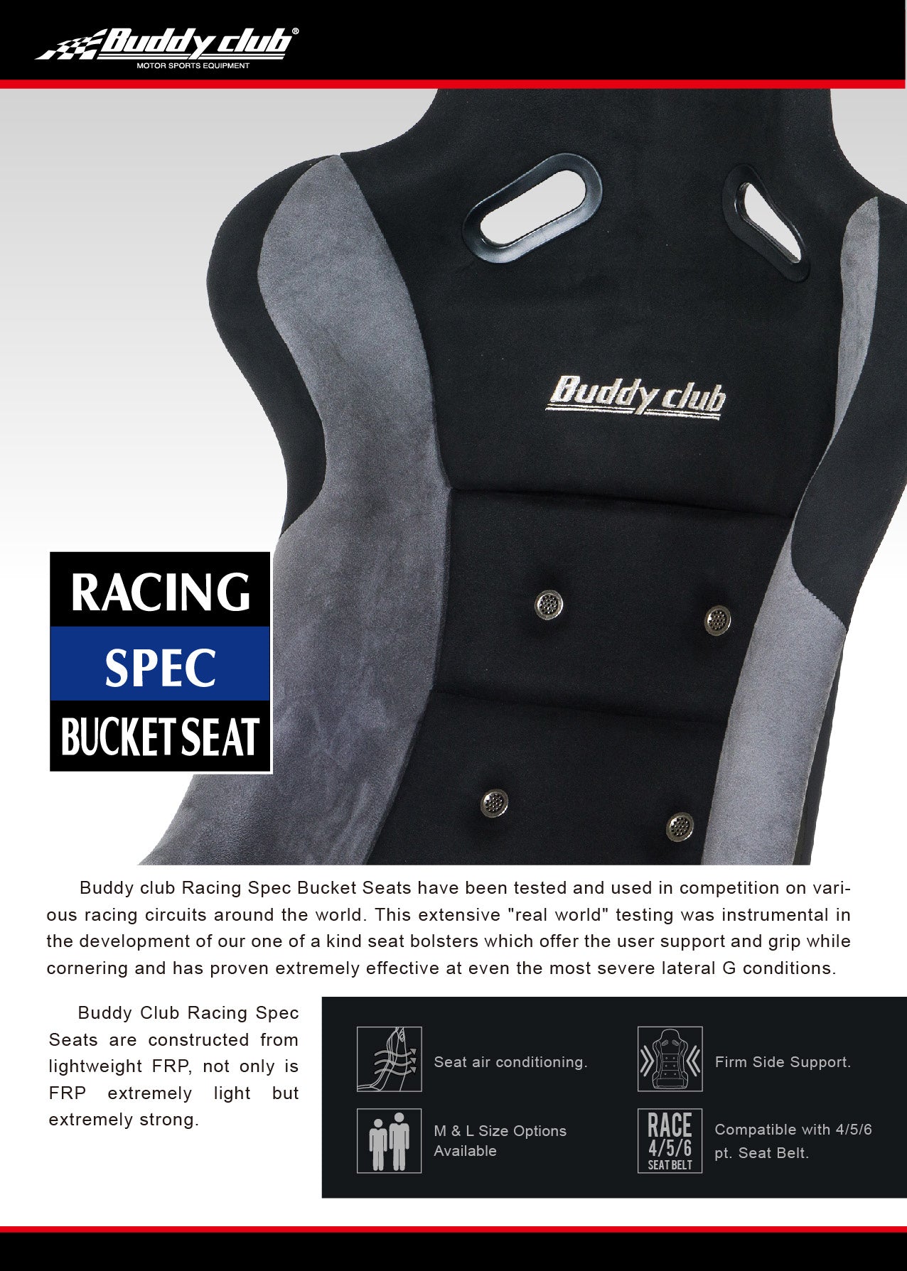 BUDDYCLUB PARTS RACING SPEC V2 BUCKET SEAT L (BLACK)