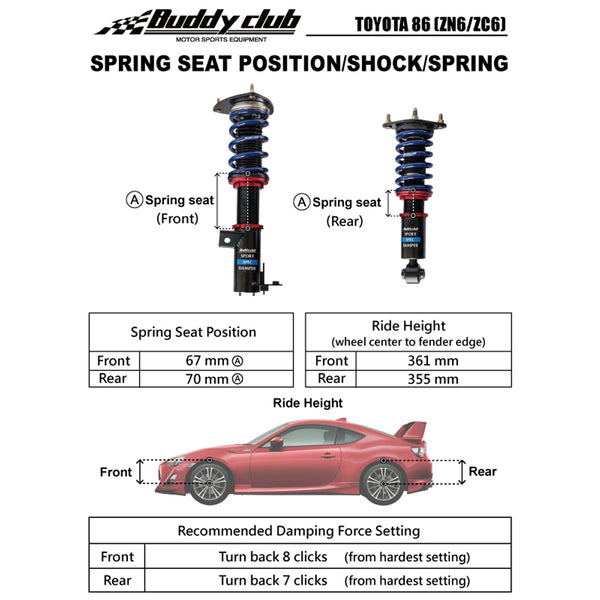 Sports Spec Damper and Coilover Spring Kit to Suit Toyota 86 (FT) & Subaru BRZ (ZN6)